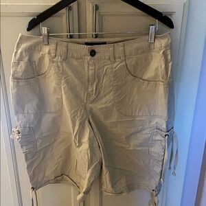 Lane Bryant size 16 Beige Women's Cargo Shorts with Tie Details, worn 1 time